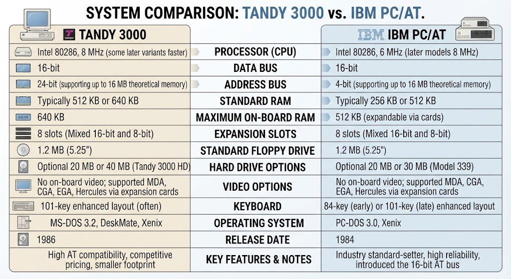 Tandy 3000 Comparison